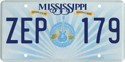 MS license plate ZEP179