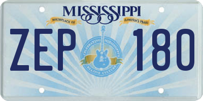 MS license plate ZEP180