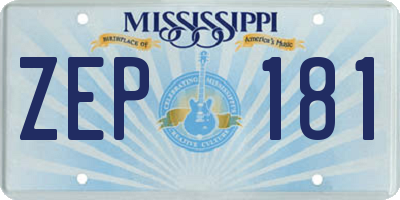 MS license plate ZEP181