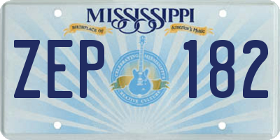 MS license plate ZEP182
