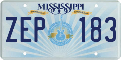 MS license plate ZEP183