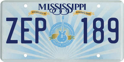 MS license plate ZEP189
