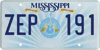 MS license plate ZEP191