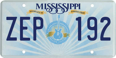 MS license plate ZEP192