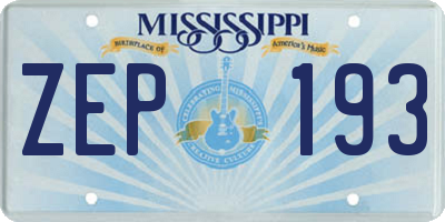 MS license plate ZEP193