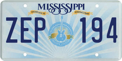 MS license plate ZEP194