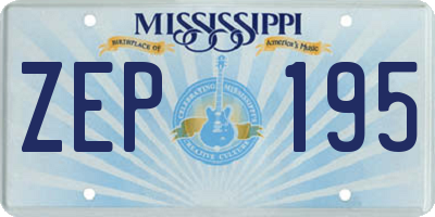 MS license plate ZEP195