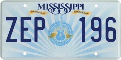 MS license plate ZEP196