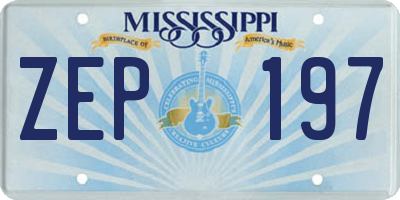 MS license plate ZEP197
