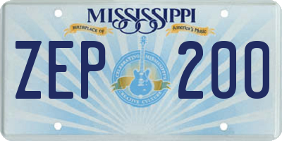 MS license plate ZEP200