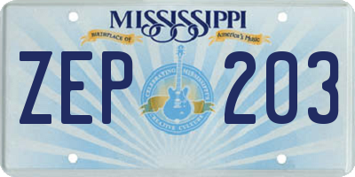 MS license plate ZEP203