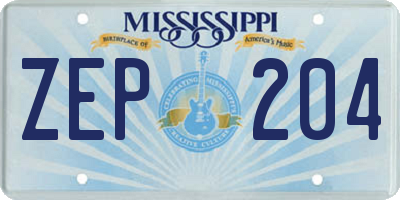 MS license plate ZEP204