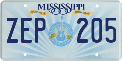 MS license plate ZEP205