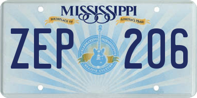 MS license plate ZEP206