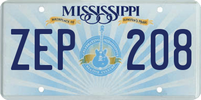 MS license plate ZEP208