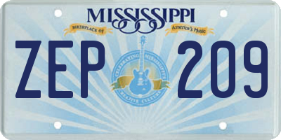 MS license plate ZEP209