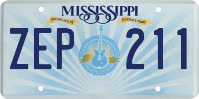MS license plate ZEP211