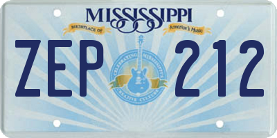 MS license plate ZEP212