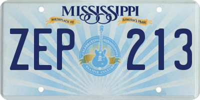 MS license plate ZEP213
