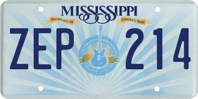 MS license plate ZEP214