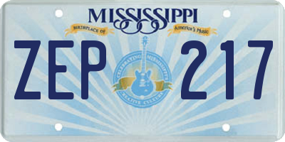 MS license plate ZEP217
