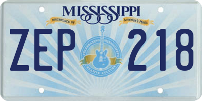 MS license plate ZEP218
