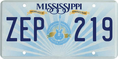 MS license plate ZEP219
