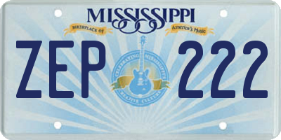 MS license plate ZEP222