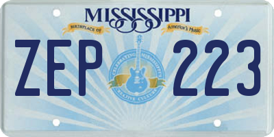 MS license plate ZEP223