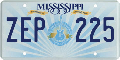 MS license plate ZEP225