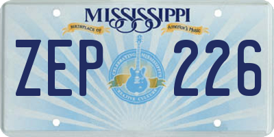 MS license plate ZEP226