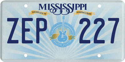 MS license plate ZEP227