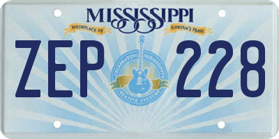 MS license plate ZEP228