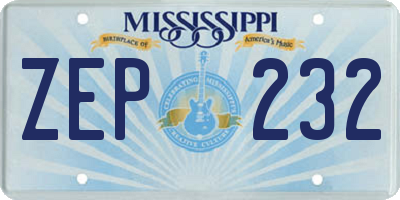 MS license plate ZEP232
