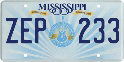 MS license plate ZEP233