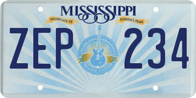MS license plate ZEP234
