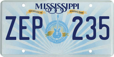 MS license plate ZEP235