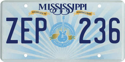 MS license plate ZEP236