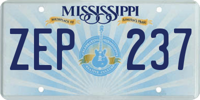 MS license plate ZEP237