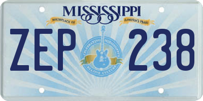 MS license plate ZEP238