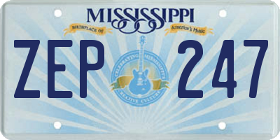 MS license plate ZEP247