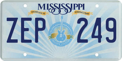 MS license plate ZEP249