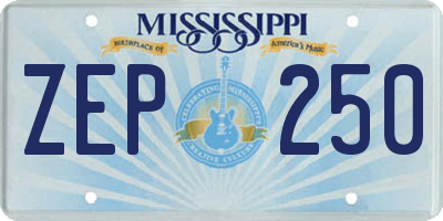 MS license plate ZEP250