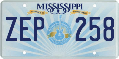 MS license plate ZEP258