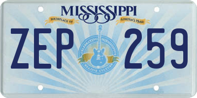 MS license plate ZEP259