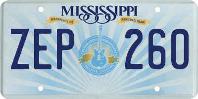 MS license plate ZEP260
