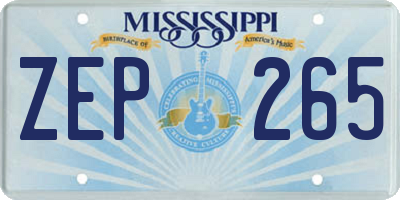 MS license plate ZEP265