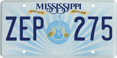 MS license plate ZEP275