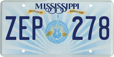 MS license plate ZEP278