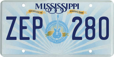 MS license plate ZEP280